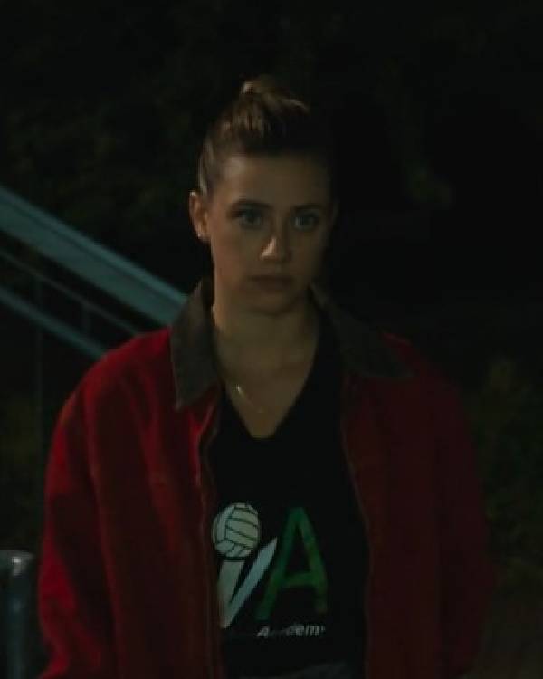American Sweatshop Lili Reinhart Red Denim Jacket