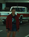 American Sweatshop Lili Reinhart Red Denim Jacket