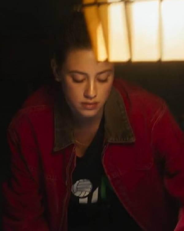 American Sweatshop Lili Reinhart Red Denim Jacket