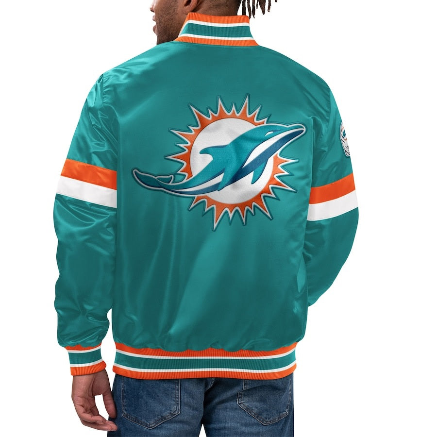 Men’s Starter Aqua Miami Dolphins Home Game Satin Jacket
