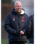 Arne Slot LFC Black Puffer Hooded Jacket