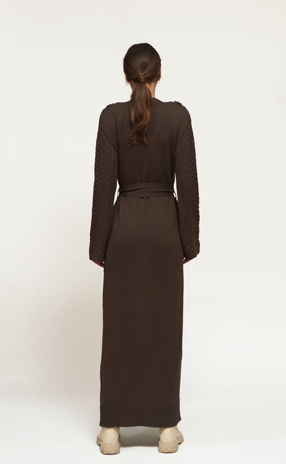 PKF Aveline Organic Cotton Shoulder-Padded Belted Cardigan