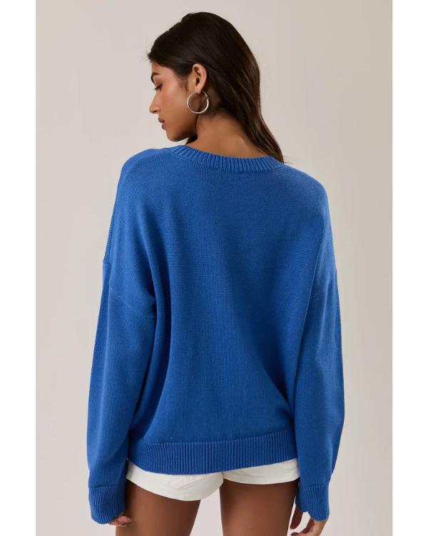 Battle On The Beach S05 Blue Hibiscus Pullover Sweater