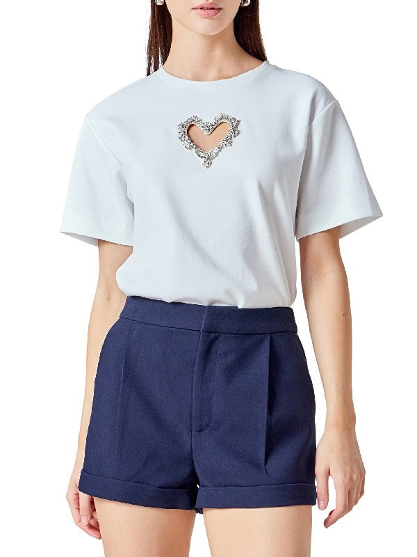 Beyond the Gates Samantha Richardson White Heart Cutout Top