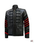 Black Leather Military Jacket for Men’s