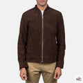Blain Mocha Suede Bomber Jacket