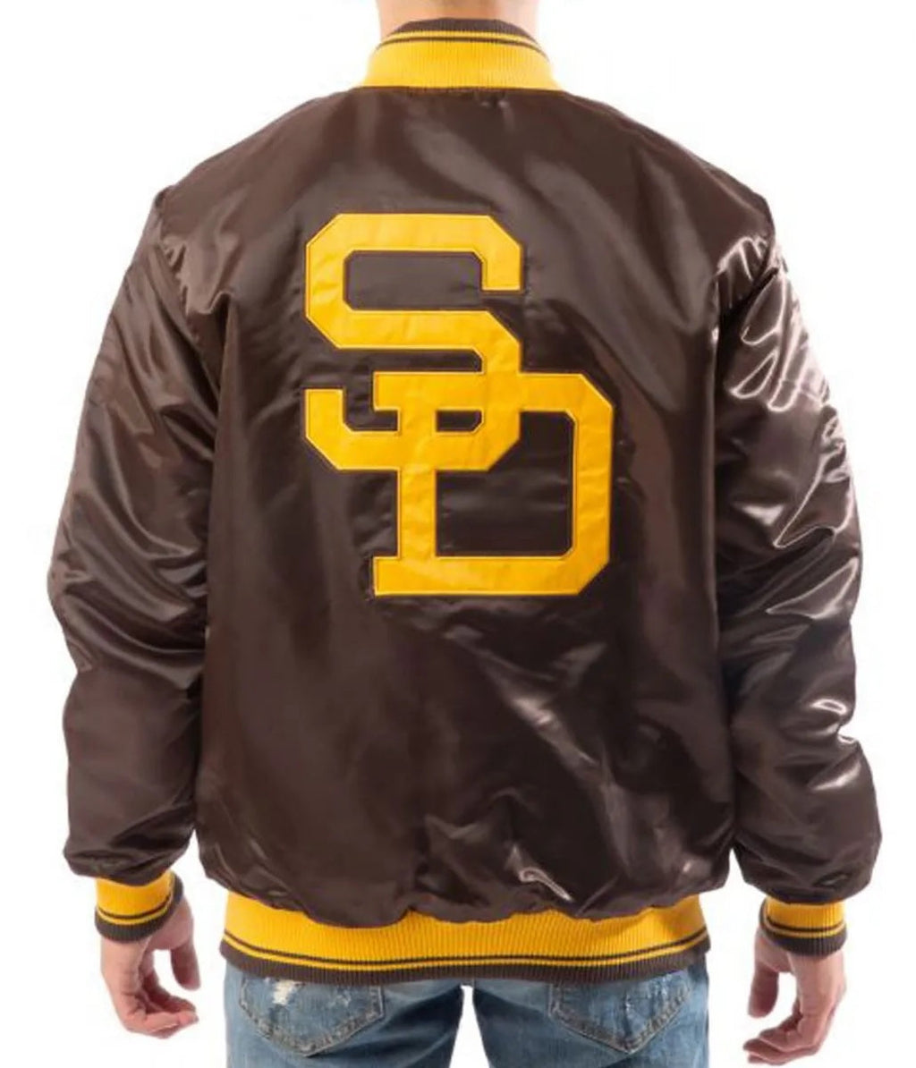 Bomber San Diego Padres Brown Satin Jacket