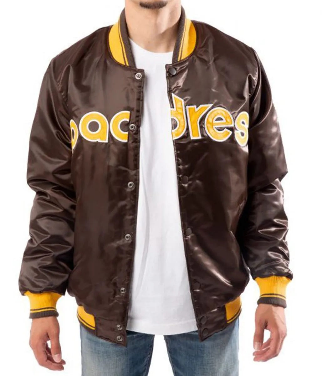 Bomber San Diego Padres Brown Satin Jacket