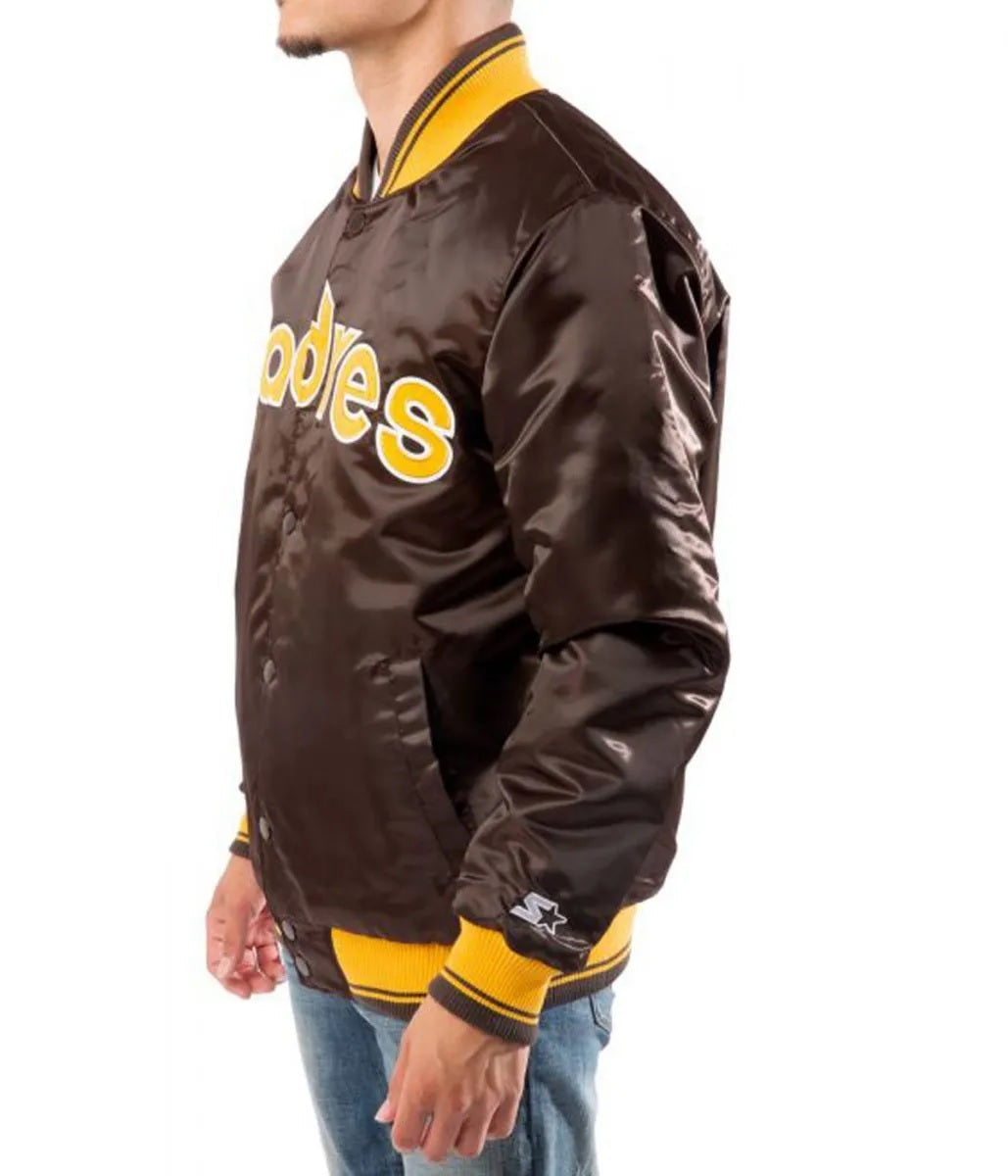 Bomber San Diego Padres Brown Satin Jacket