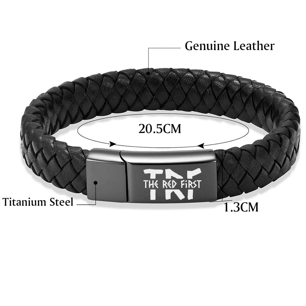 Custom Name Engraved Leather Fire Fighter Bracelet | Gift for Dad, Mom | Mother's Day Gift, Father's Day Gift | Personalized Unisex Bracelet 682226