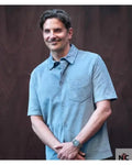 Bradley Cooper Paris Fashion Week Blue Shirt