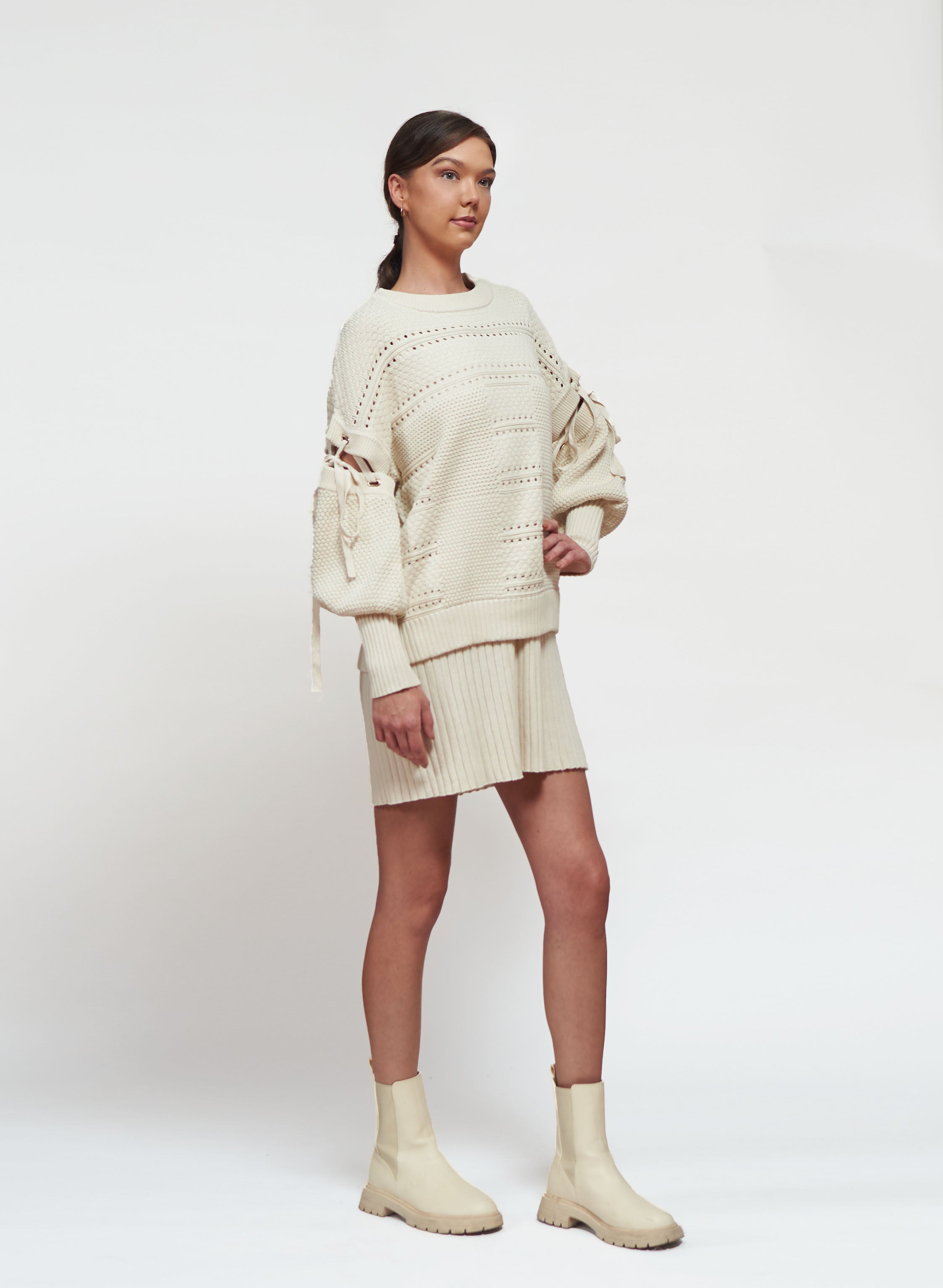 Primakind Calyx Knit Mini Dress Long Sleeved