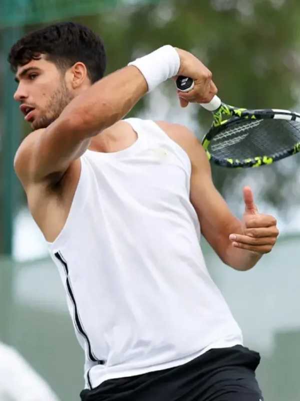 Carlos Alcaraz Training Session 2025 White Tank Top