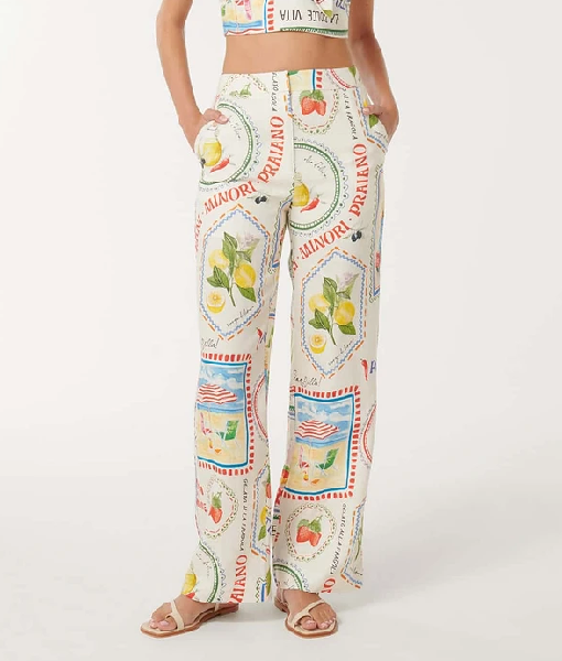 Casa Feliz 2025 Diana Chaves Postcard-Print Pants