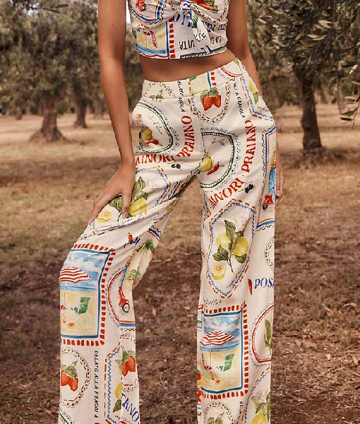 Casa Feliz 2025 Diana Chaves Postcard-Print Pants