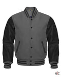 Charcoal Gray And Black Letterman Jacket