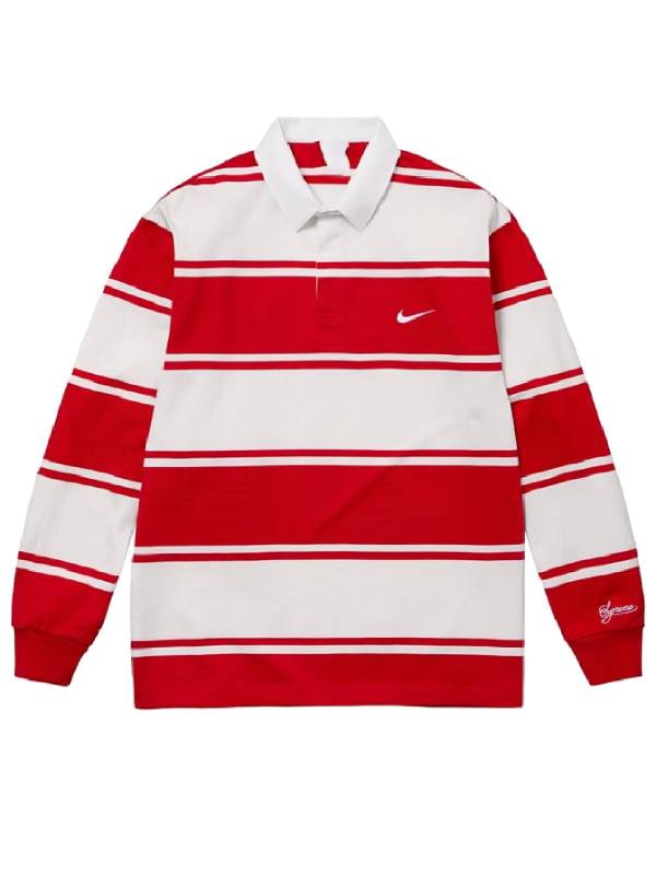 Cincinnati vs Nebraska Game Travis Kelce Red Striped Rugby Shirt