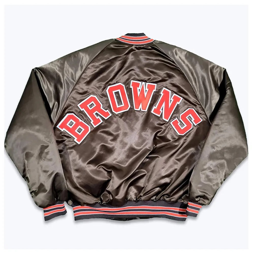 Cleveland Browns 80s Bomber Satin Jacket