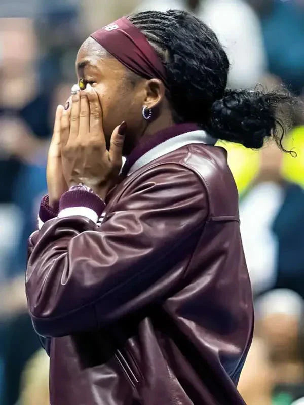 US Open 2025 Coco Gauff Leather Varsity Jacket