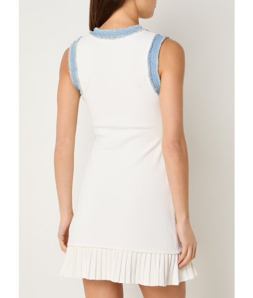 Beyond the Gates 2025 Colby Muhammad White Knit Denim Trim Mini Dress