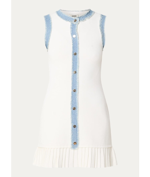 Beyond the Gates 2025 Colby Muhammad White Knit Denim Trim Mini Dress