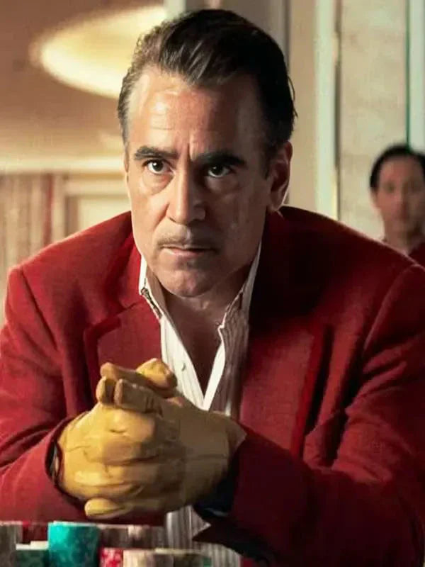 Colin Farrell Ballad of a Small Player 2025 Red Blazer