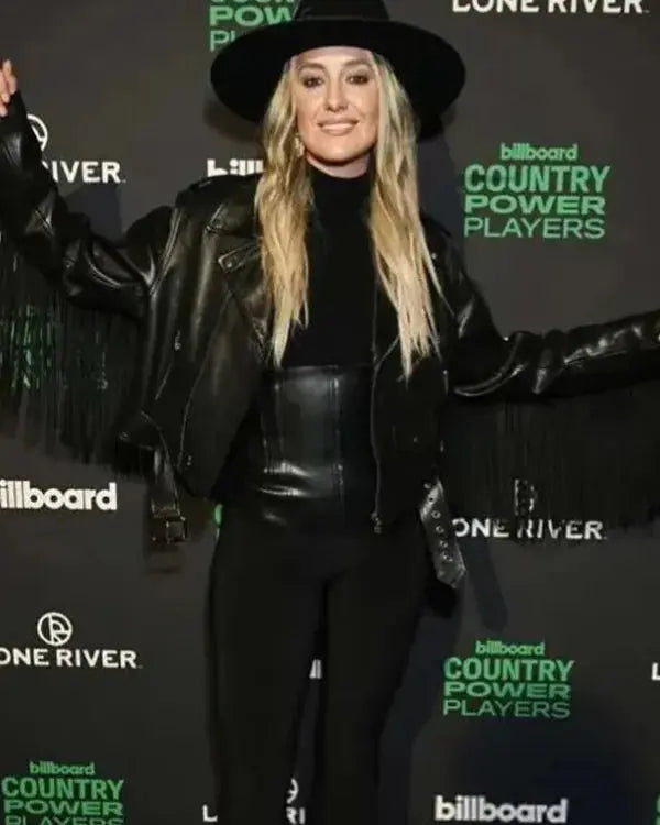 Country Power Players 2024 Lainey Wilson Fringe Leather Jacket