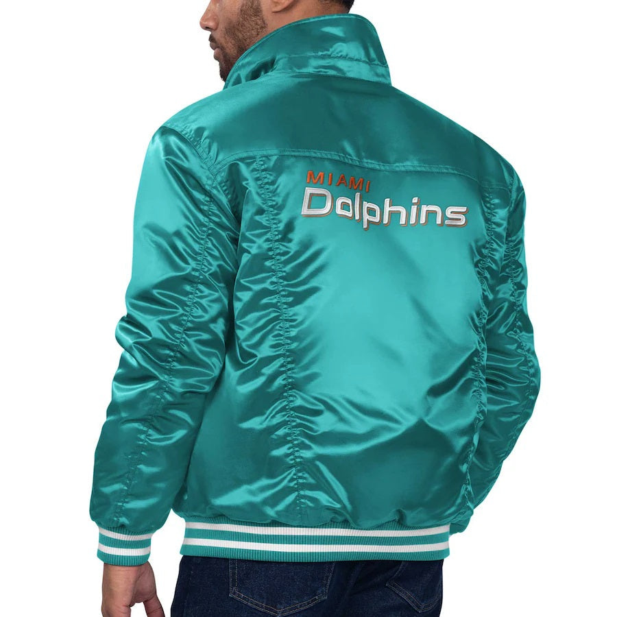 Cream Miami Dolphins Retro Classic Varsity Jacket