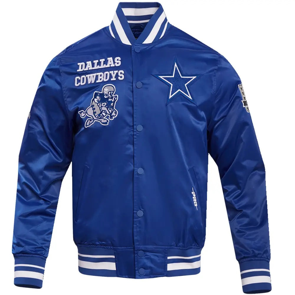 Dallas Cowboys Classic Blue Satin Varsity Jacket