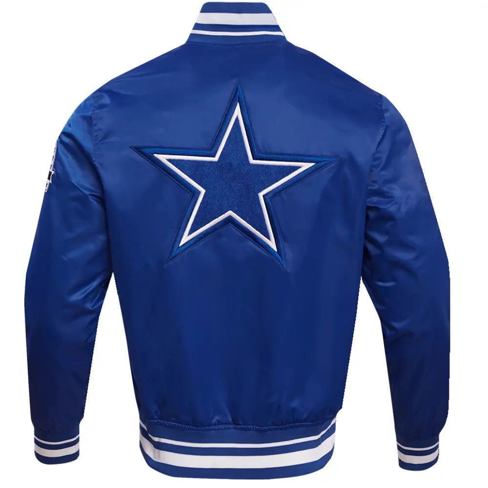 Dallas Cowboys Classic Blue Satin Varsity Jacket