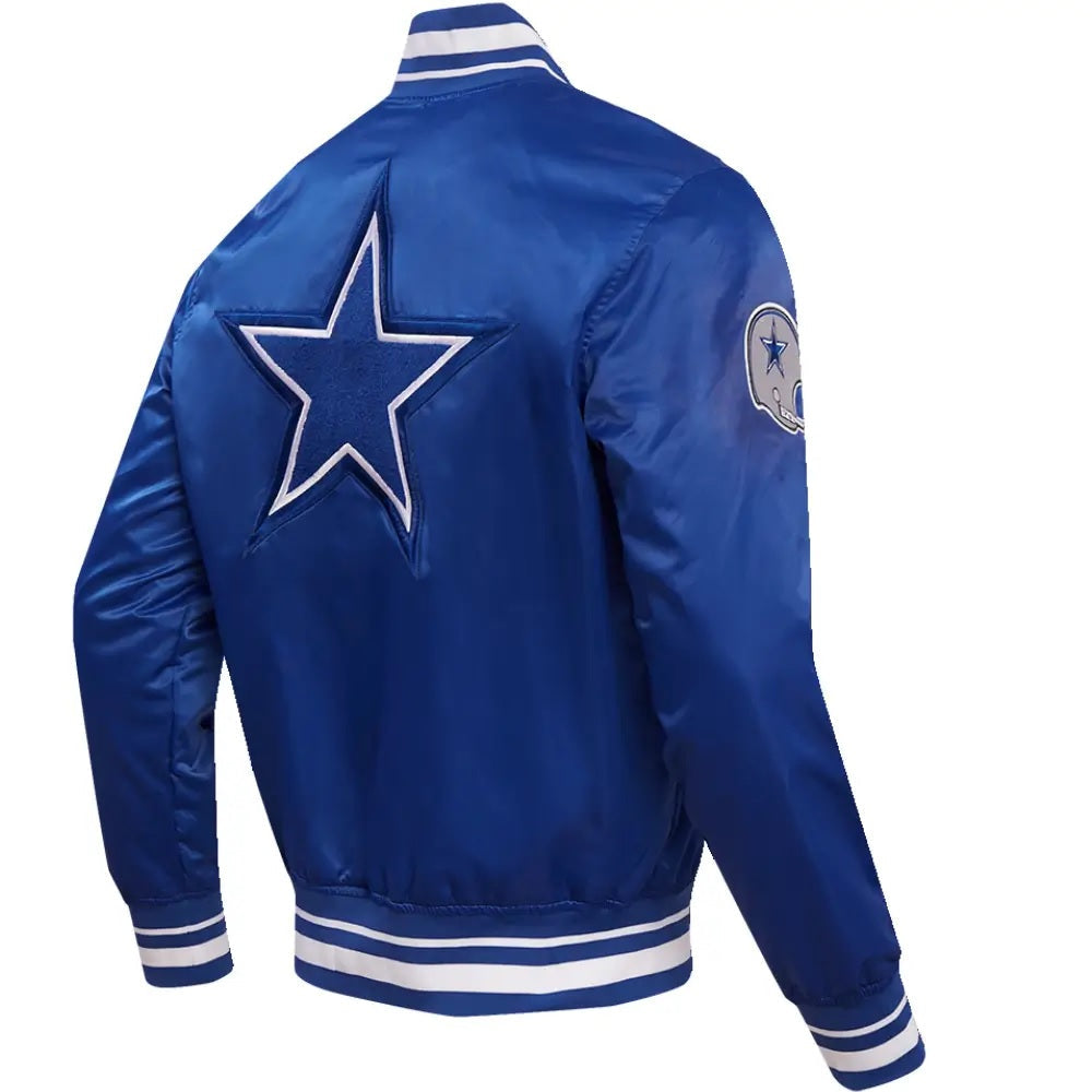 Dallas Cowboys Classic Blue Satin Varsity Jacket