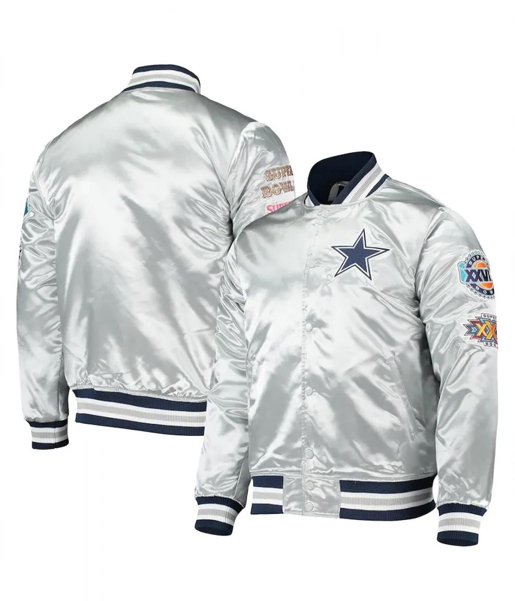 Dallas Cowboys Silver Satin Jacket