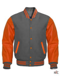 Dark Gray And Orange Varsity Jacket