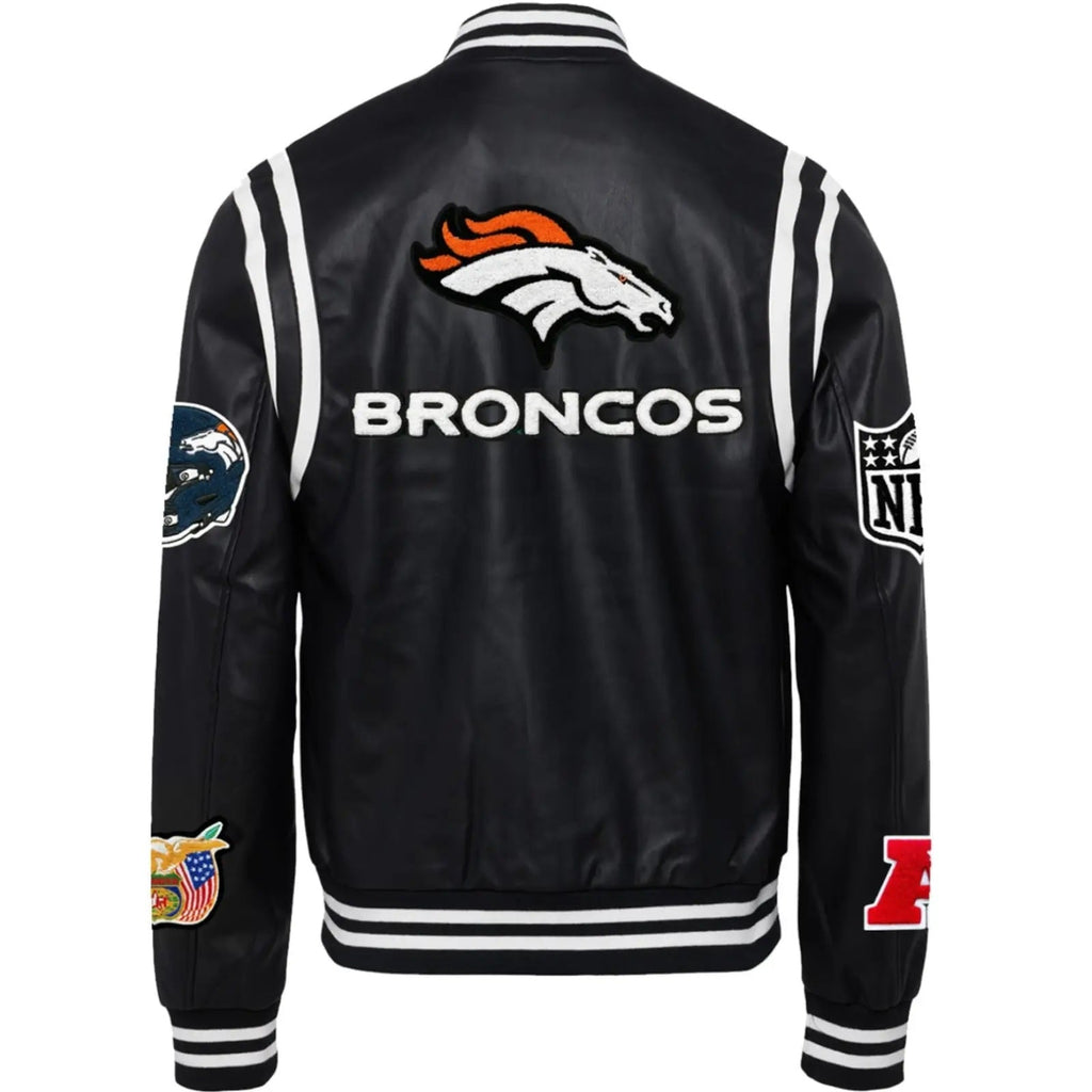 Denver Broncos Jeff Hamilton Leather Varsity Jacket