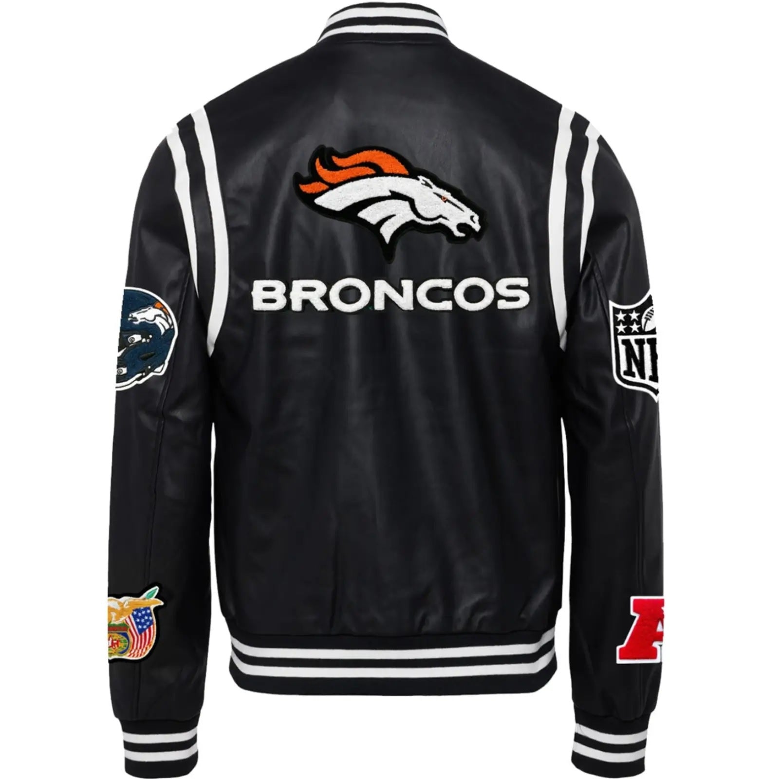 Denver Broncos Jeff Hamilton Leather Varsity Jacket