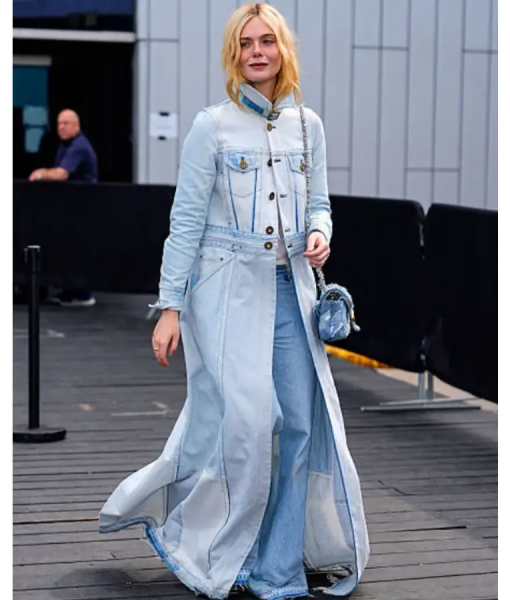 Elle Fanning Coach Fashion Show Long Coat