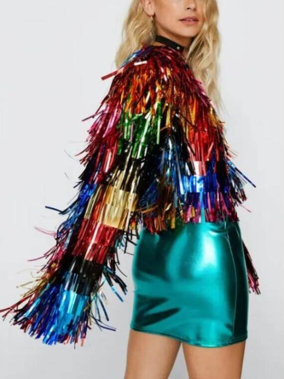 Elsbeth S03 Carrie Preston Multicolor Tinsel Cropped Jacket