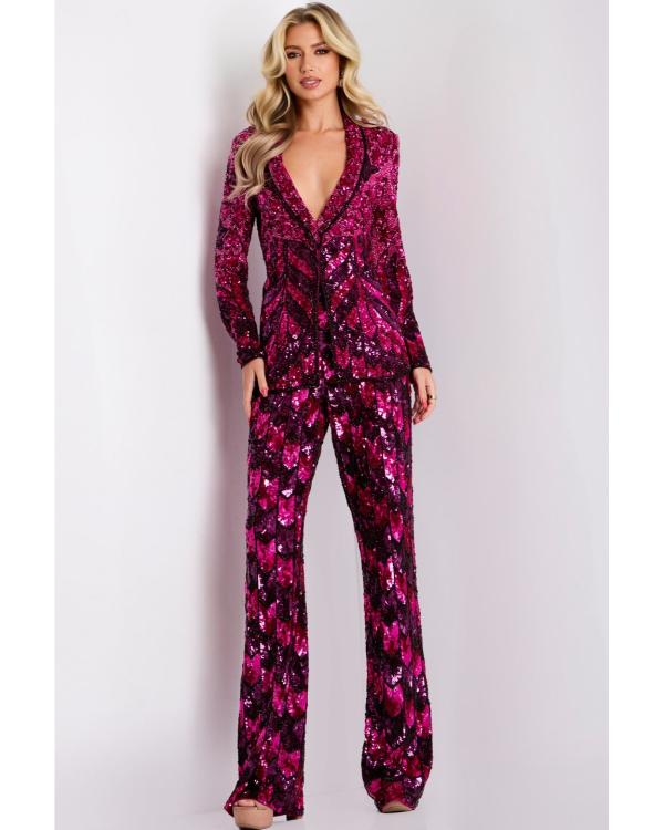 Elsbeth S03 Patti LuPone Pink Sequin Embellished Jumpsuit