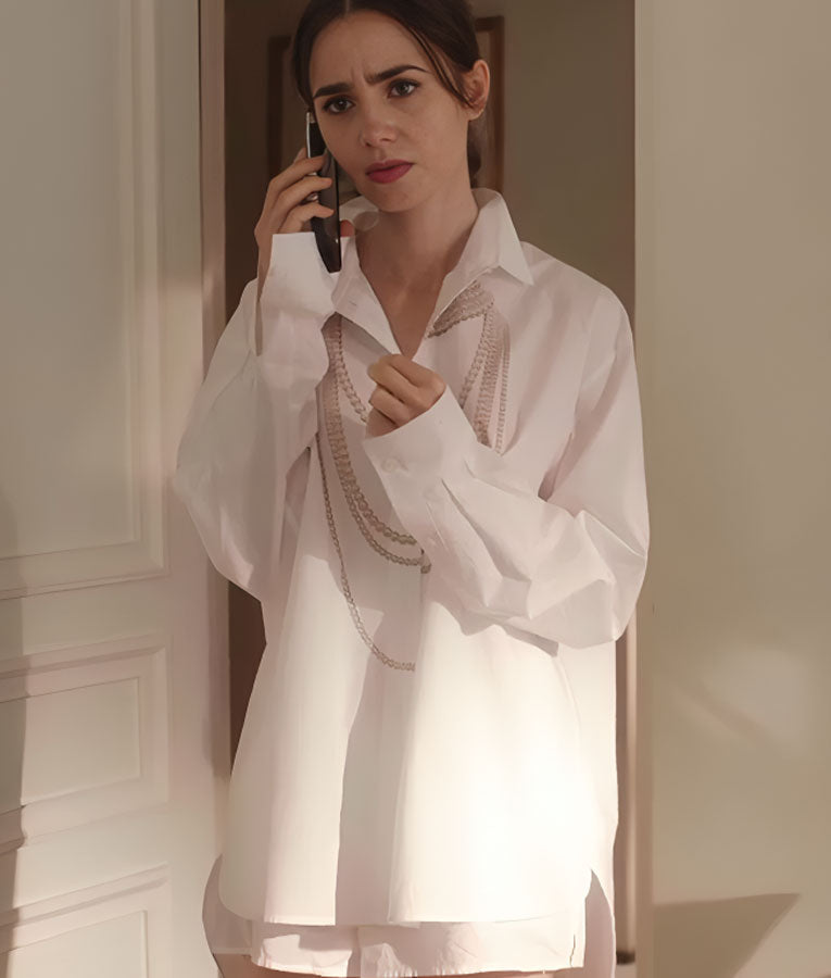 Emily In Paris S04 Lily Collins Pearl Print Shirt