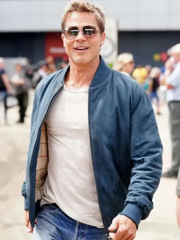 F1 Brad Pitt Inspired Blue Bomber Jacket