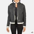Fiona Black Hooded Shearling Leather Jacket