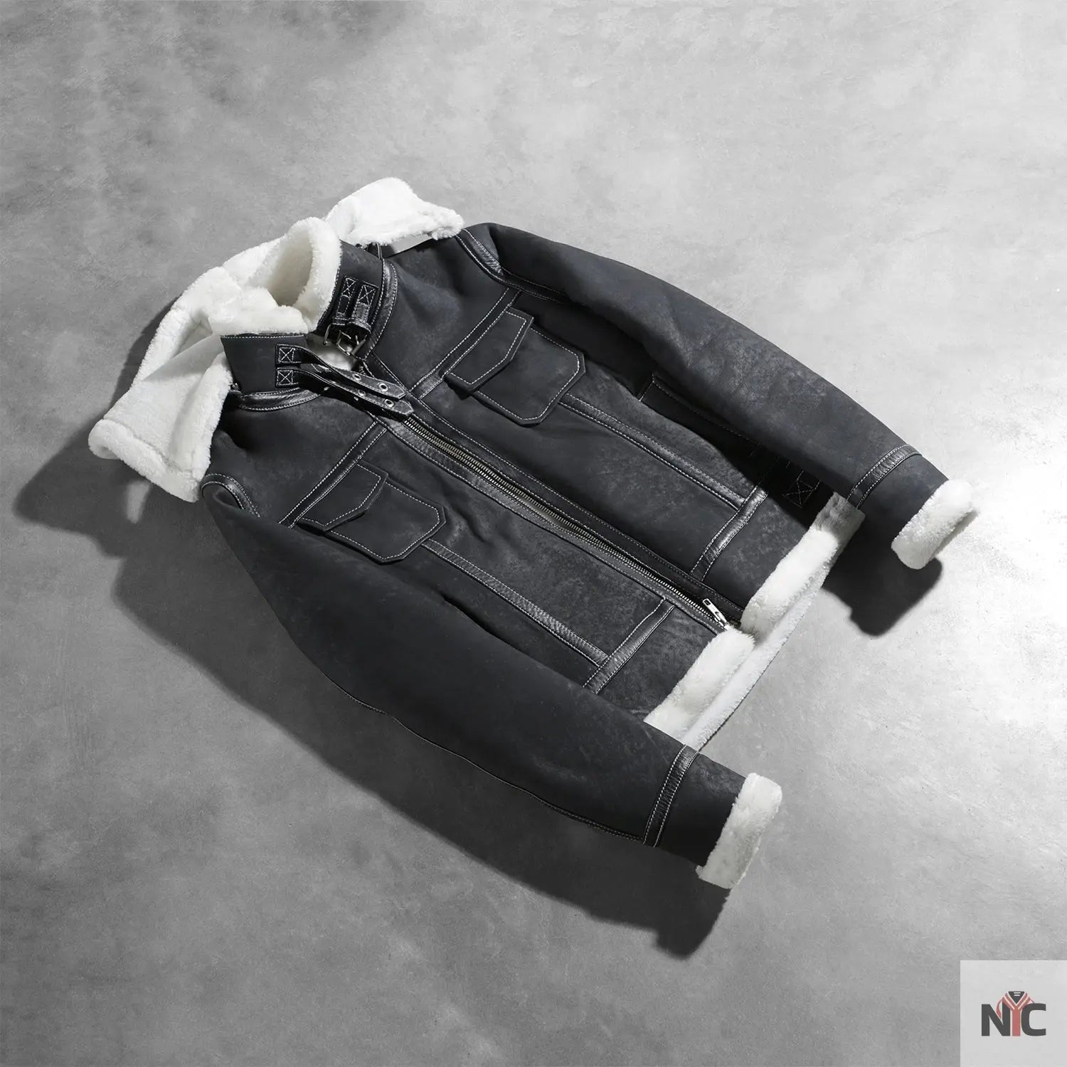 Fiona Black Hooded Shearling Leather Jacket