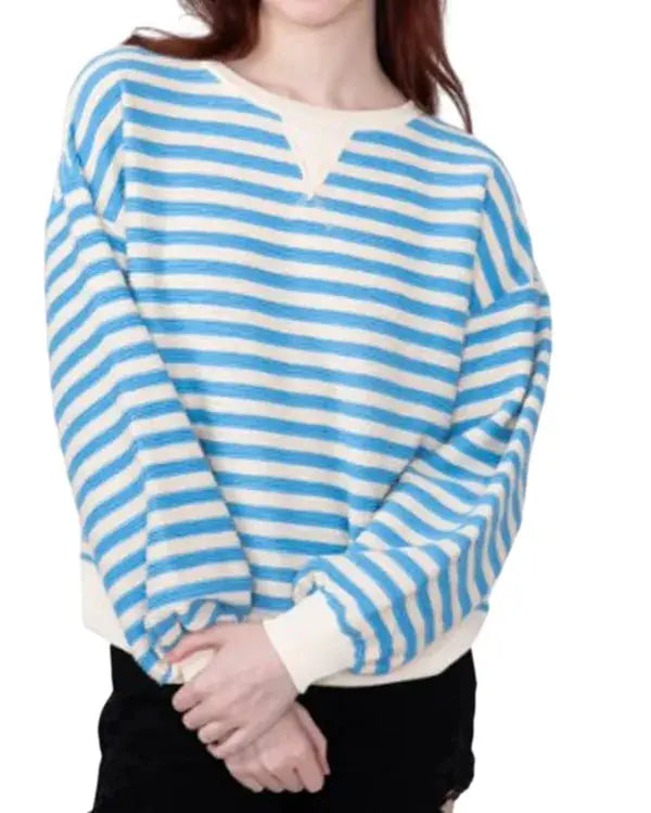 Fixer to Fabulous S07 Jenny Marrs Blue & White Stiped Sweatshirt
