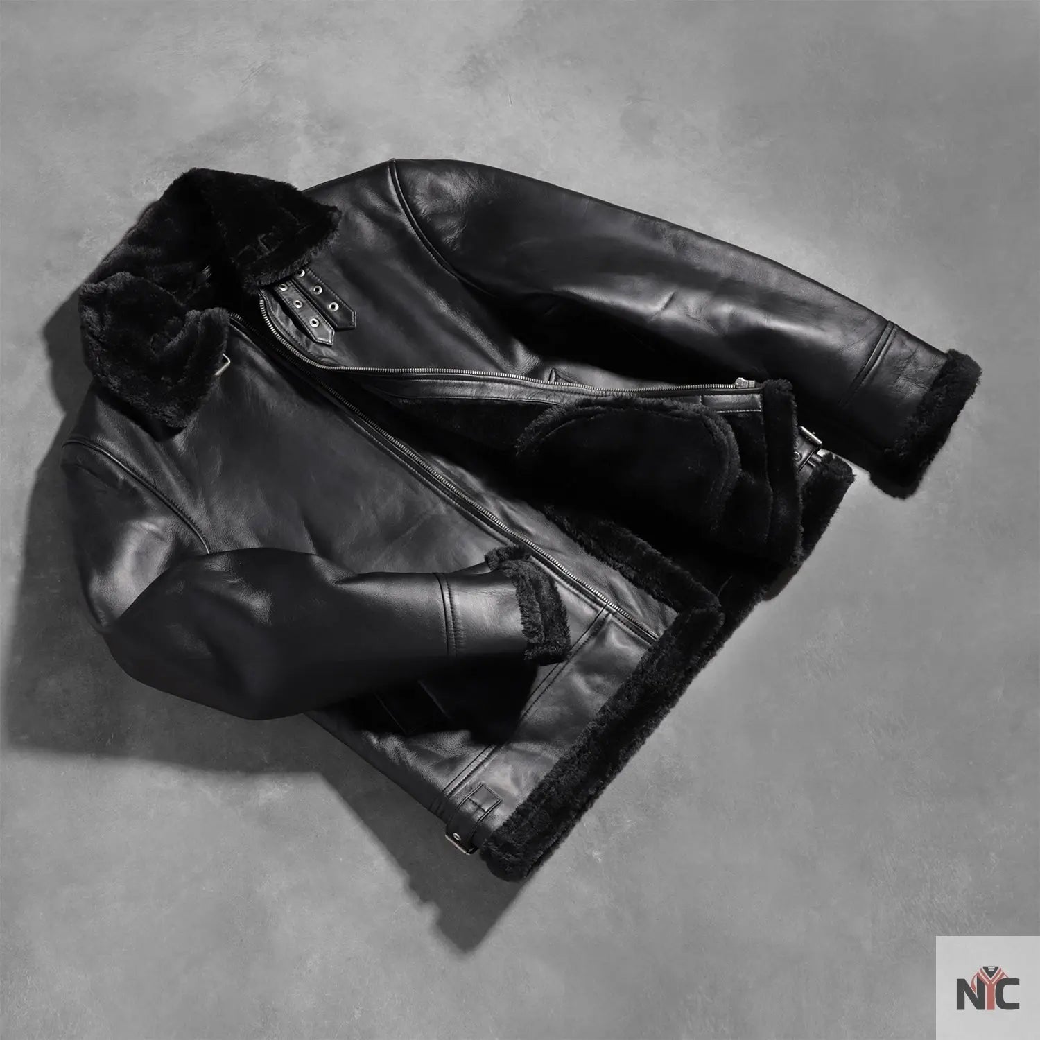 Francis B-3 Black Leather Bomber Jacket