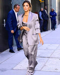 Good Morning America Eva Longoria Purple Satin Blazer
