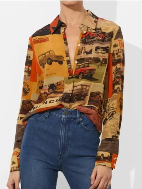 Good Morning America Savannah Chrisley Brown Printed Shirt