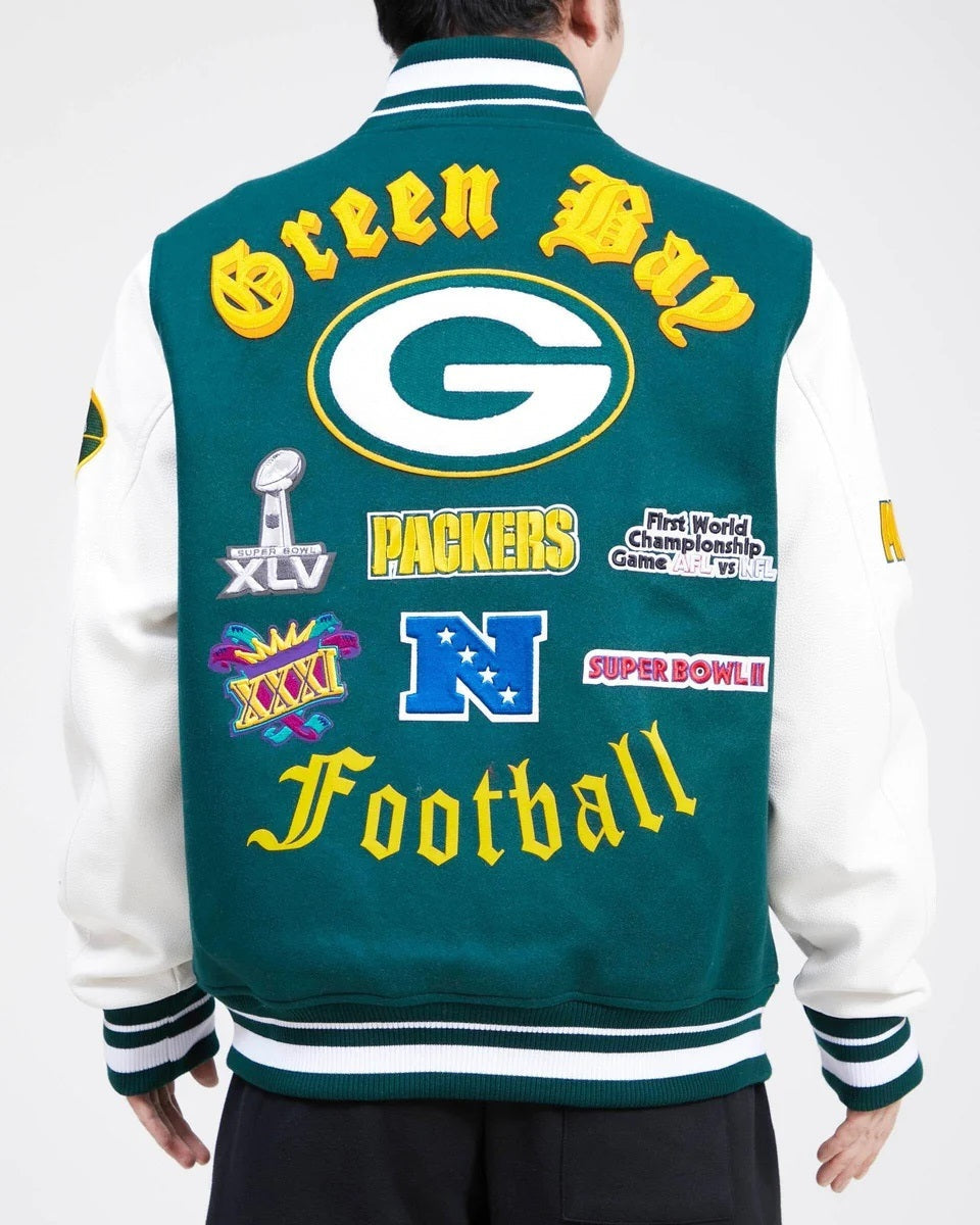 Green Bay Packers Old English Wool Varsity Jacket