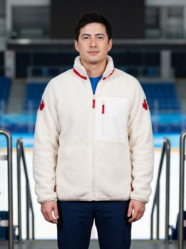 Heated Rivalry Hudson Williams Canada White Fleece Jacket