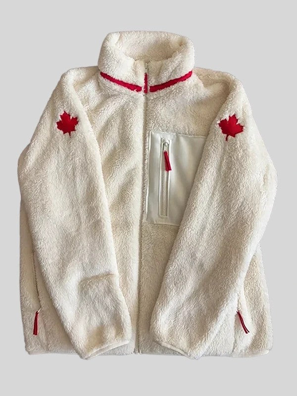 Heated Rivalry Hudson Williams Canada White Fleece Jacket