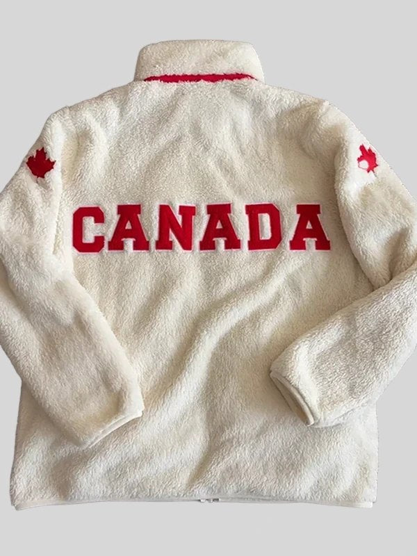 Heated Rivalry Hudson Williams Canada White Fleece Jacket